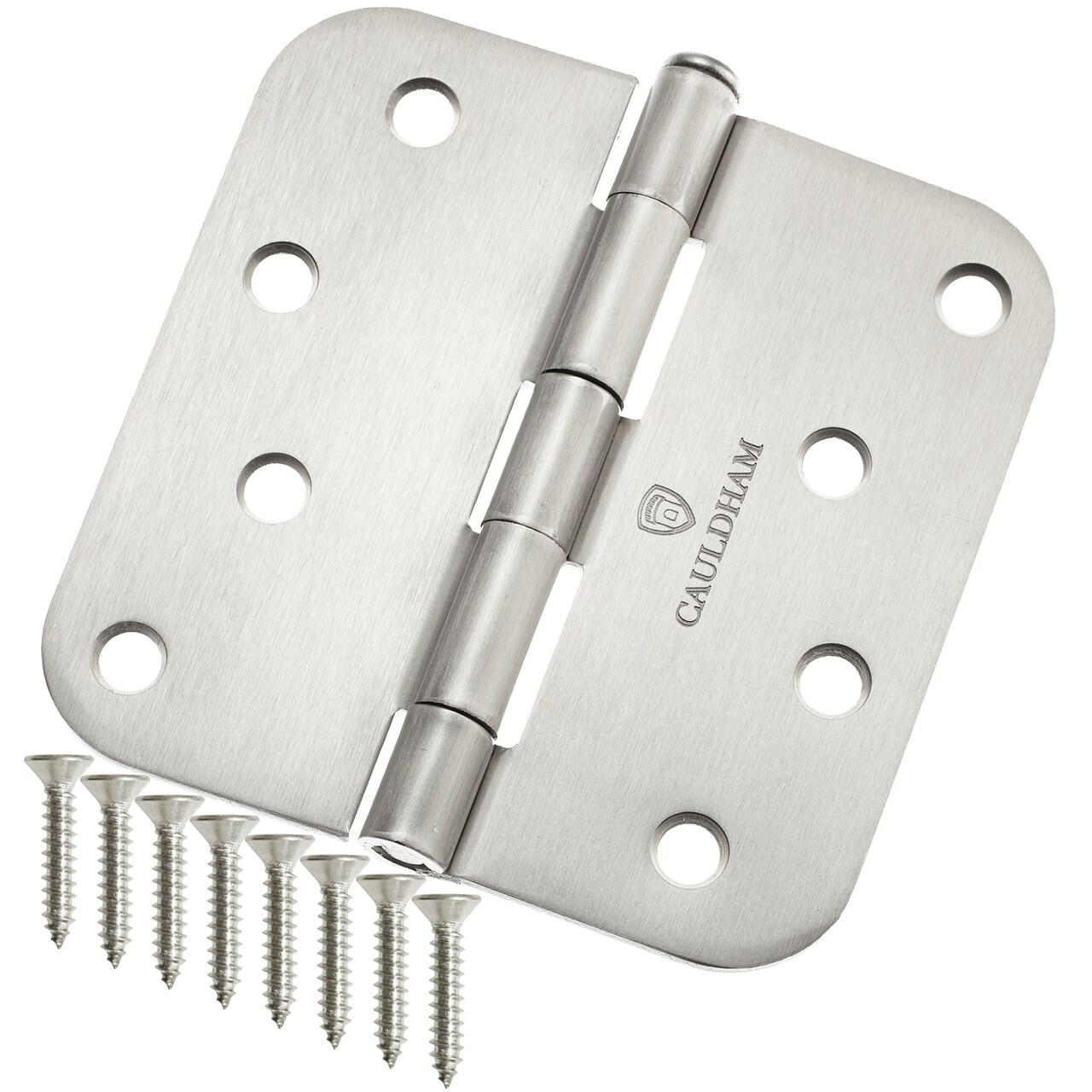 Cauldham Heavy-Duty 4" Interior Door Hinges with 5/8" Radius Corners - Satin Nickel